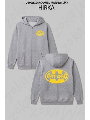 Zoka Wear Batman Bat Dad Babalar Gunu Baskılı Fermuarlı Kapşonlu Hırka