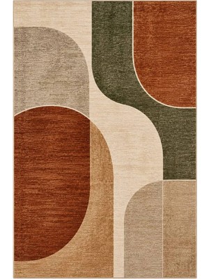 Aren Halı Devaa Geometrik  Multi Polyester ve Pamuklu Kaydırmaz Taban Yıkanabilir Dijital Baskı Halısı