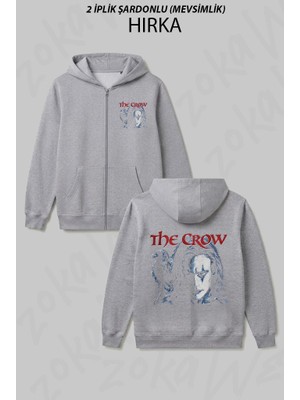 Zoka Wear Vintage Movie The Crow Eric Draven Gotik Sinema Karga Baskılı Fermuarlı Kapşonlu Hırka