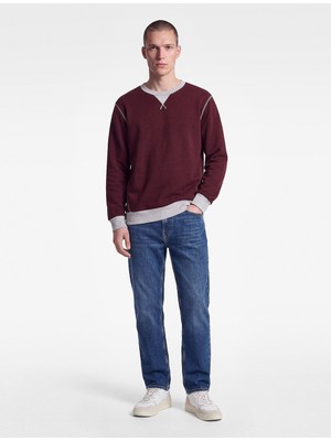 Koton Şardonlu Renk Kontrastlı Dikiş Detaylı Bisiklet Yaka Sweatshirt