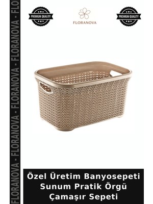 Floranova Özel Üretim Banyosepeti Sunum Pratik Örgü Çamaşır Sepeti