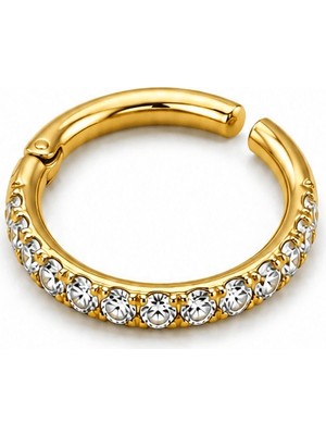 Defne Silver Premium Titanyum 8 mm Taşlı Halka Piercing