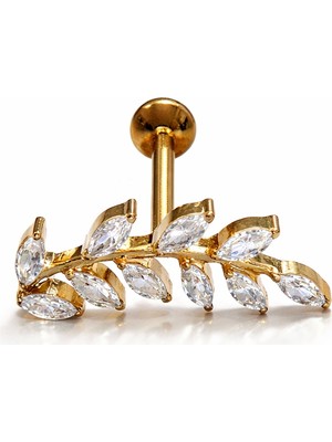 Defne Silver Premium Titanyum Yaprak Piercing