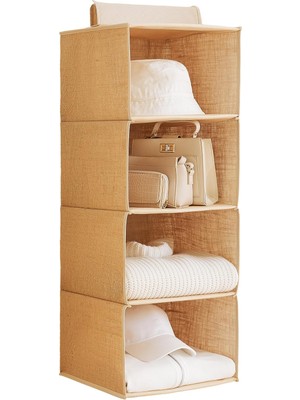 Nacario Ocean Home Textile 4 Katlı Jüt Dolap Içi Düzenleyici 30 x 30 x 80 cm