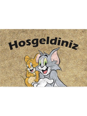 Nacario Monnhein Tasarımlı Dekoratif Kapı Önü Paspas, Dış Mekan/ev Içi/banyo/mutfak/yatak Odası/giriş Paspasları (Tom And Jerry, 45X70)