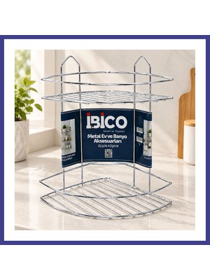 Bezos Krom Metal 2 Katlı Üçgen Banyo Köşeliği - Duş Rafı Mrl
