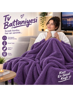 Beylerbeyi Tv Battaniyesi Ölçüleri 180 x 230 cm , Welsoft Peluş Battaniye 4 Mevsim Battaniye