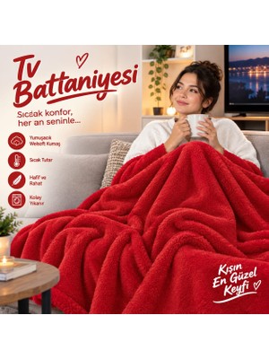 Beylerbeyi Tv Battaniyesi Ölçüleri 180 x 230 cm , Welsoft Peluş Battaniye 4 Mevsim Battaniye