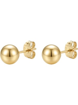Zeino Top Çelik Küpe - 14K Altın Kaplama - 8 mm