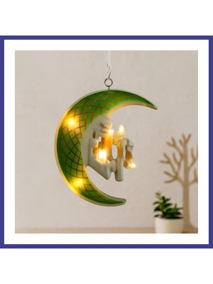 Bezos Ramazan LED Perde Lamba 3m (Fişli, Eklemeli) Yeşil Hilal Cami Yıldız Mrl