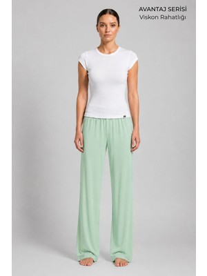 Mısırlı Kadın Viskon Düz Kesim Alt Pijama Mint