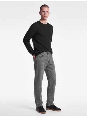 Koton Pamuklu Uzun Kollu Dokulu Basic Bisiklet Yaka Sweatshirt