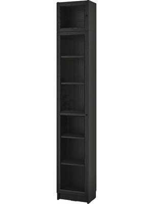 IKEA Siyah Cam Kapaklı Kitaplık 40X30X237 cm