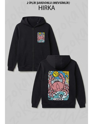 Zoka Wear Yengec Burcu2 Baskılı Fermuarlı Kapşonlu Hırka