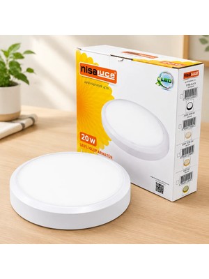Veraura Lifestyle 20W LED Sıva Üstü Yuvarlak Armatür 6500K 1800LM Beyaz Metal