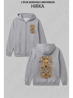 Zoka Wear Koc Burcu Aries Astoloji Gotik Burc Baskılı Fermuarlı Kapşonlu Hırka
