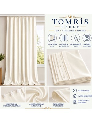 Karasi Saten Güneşlik Perde 1. Kalite Elegant Kumaş Ekru