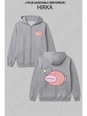 Zoka Wear Girls Und Panzer - Anglerfish Baskılı Fermuarlı Kapşonlu Hırka