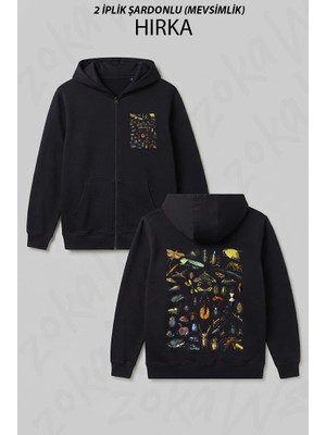 Zoka Wear Adolphe Millot Insects Spider Baskılı Fermuarlı Kapşonlu Hırka
