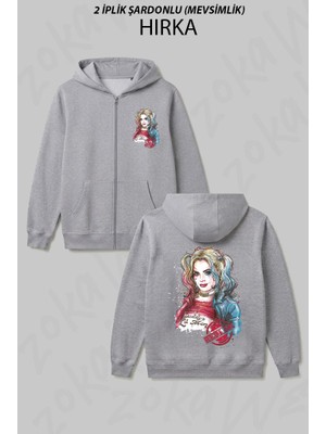 Zoka Wear Suicide Squad Harley Quinn Tasarim Baskılı Fermuarlı Kapşonlu Hırka
