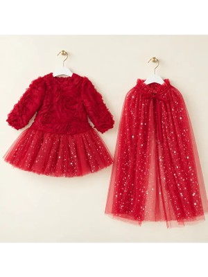 ministok Shine Rose Pelerinli Kız Çocuk Özel Gün Elbisesi