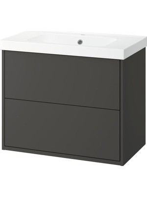 IKEA Koyu Gri Lavabolu Banyo Dolabı 82,3X49,4X69,2 cm