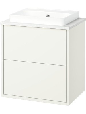 IKEA Beyaz-Beyaz Mermer Lavabolu Banyo Dolabı 62X49X71 cm