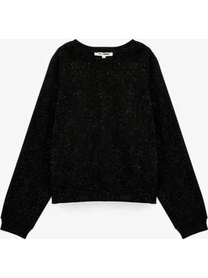 Koton Simli Şardonlu Rahat Kalıp Reglan Kollu Bisiklet Yaka Sweatshirt