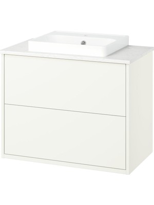 IKEA Beyaz-Beyaz Mermer Lavabolu Banyo Dolabı 82X49X71 cm