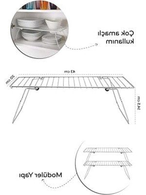 Odea Katlanabilir Raf, Metal Dolap Içi Düzenleyici ve Pratik Kullanım