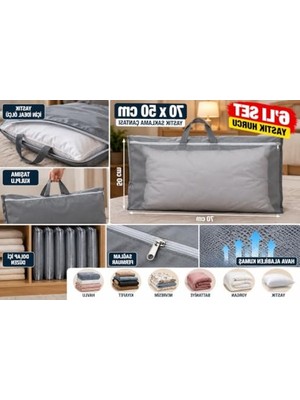 Odea Yastık Saklama Çantası, 70X50 cm ve Hava Alabilen Kumaş