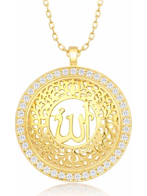 Gumush Gümüş Gold Allah Yazılı Kadın Kolye