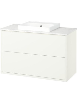 IKEA Beyaz-Beyaz Mermer Lavabolu Banyo Dolabı 102X49X71 cm