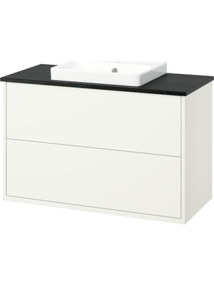 IKEA Beyaz-Siyah Mermer Lavabolu Banyo Dolabı 102X49X71 cm