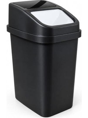 Odea 17 L Sallanır Kapaklı Plastik Çöp Kovası, Siyah