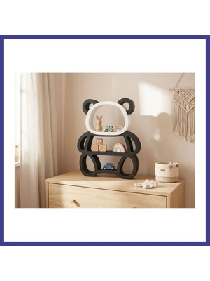 Bezos 3D Baskı Panda Şeklinde Duvar ve Masa Rafı Çocuk Odası Oyuncak Rafı Siyah Beyaz Panda Kitaplık Mrl