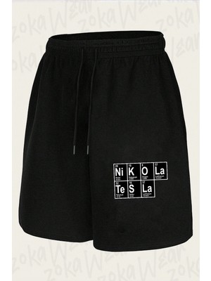 Zoka Wear Periodic Table Scientist Nikola Tesla Baskılı Şort Unisex