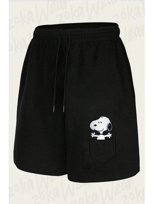 Zoka Wear Cep Snoopy Baskılı Şort Unisex
