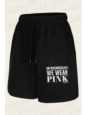 Zoka Wear Mean Girls On Wednesdays We Wear Pink Large Print Baskılı Şort Unisex