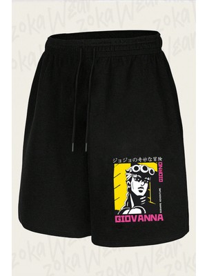 Zoka Wear Jojo S Bizarre Adventure Giorno Giovanna Anime Karakter Baskılı Şort Unisex
