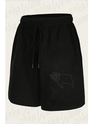 Zoka Wear Derby County Fc Logo Panel Split Baskılı Şort Unisex