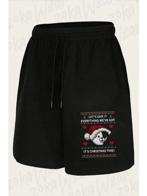 Zoka Wear Monokuma Ugly Christmas Sweater - Dangan Baskılı Şort Unisex