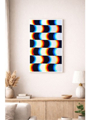 Renkli Dalga Desenli Optik Illüzyon Modern Soyut Dekoratif Duvar Tablosu (Çerçeve Seçenekli)