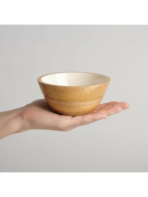 Mythriva Krem Renkli Dekoratif Ahşap Kase, 15 cm Boyut ve Doğal Tasarım