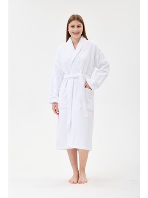 Anılsan Şalyaka Bornoz Beyaz %100 Pamuk Unisex Spa Için Ideal Kadın/Erkek