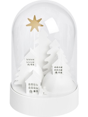 IKEA Küre Içinde Manzaralı Beyaz Pilli LED Dekoratif Lamba 18 cm