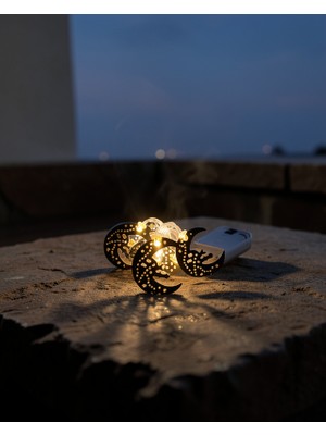 Lims Store Gold Renk Minareli Hilal LED Işık Pilli Ramazan Süsü Uczzzminareramazanledışık-2
