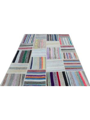 Hali.Net Gri Kilim Modern Geometrik Desenli El Dokuma Salon Kilimi Mutfak Yatak Odası Için