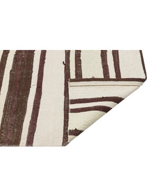 Hali.Net Ekru Bej Çizgili Modern Etnik Dokulu El Dokuma Kilim Salon Koridor Yatak Odası Için
