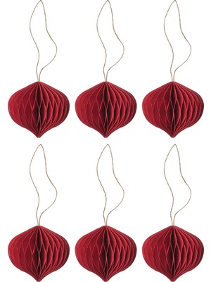 IKEA 6'lı Koyu Kırmızı Kağıt Yılbaşı Ağacı Süsü Ø5,8 cm